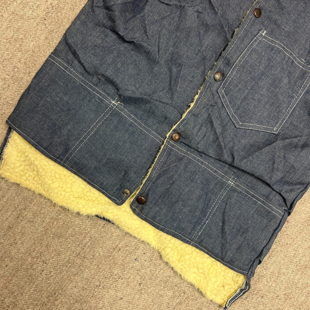 Vintage Sears Denim Vest Mens Small Blue‎ 1970s Fleeced Snap Work Wear - Picture 5 of 11